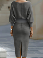 Serena | Women's Midi Dress with Round Neckline, Flowing Draped Midi Dress | Everlasting Boutique