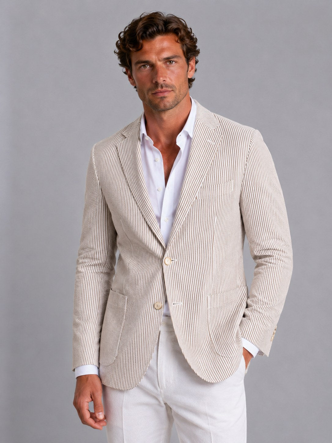 Shaun | Men's Striped Tailored Blazer, Lightweight Suit Jacket | Everlasting Boutique