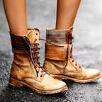 Sophie | Women's Lace-Up Ankle Boots in Dusty Pink, Vintage Ankle Boots with Block Heel | Everlasting Boutique | Carmine Red