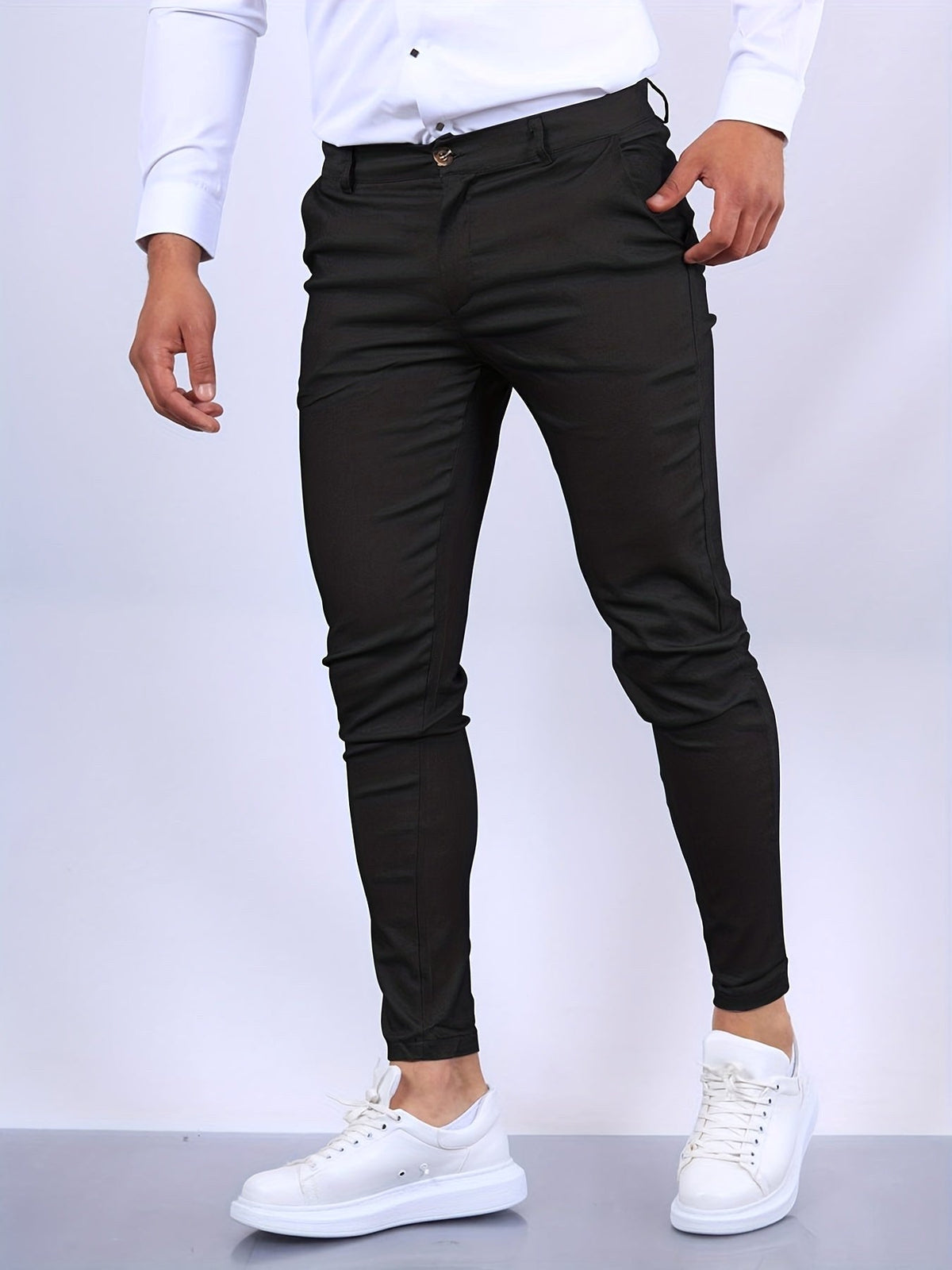 Stefan | Men's Slim Fit Chinos in Blue, Stretch Business Trousers | Everlasting Boutique | Royal Blue