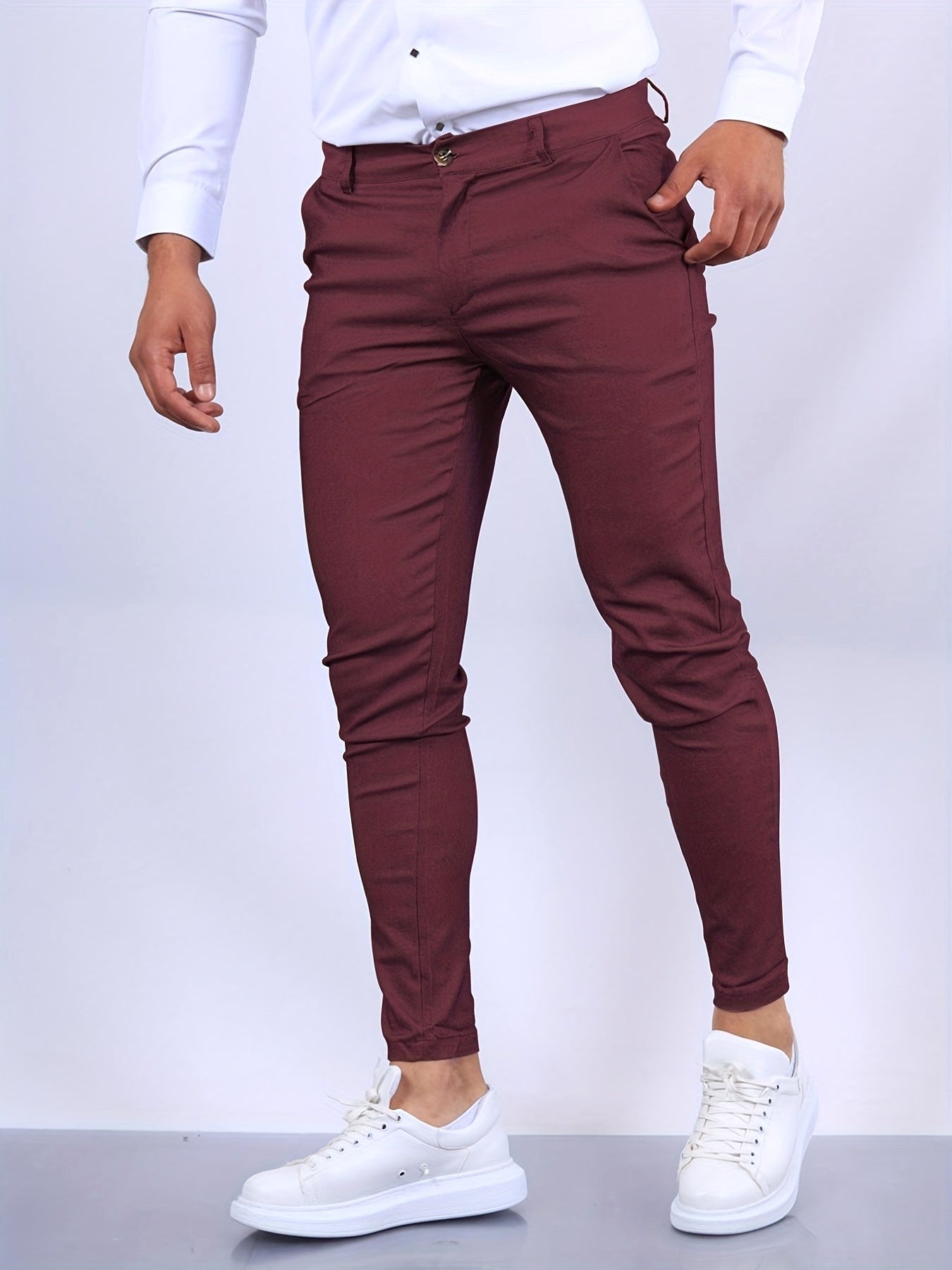 Stefan | Men's Slim Fit Chinos in Blue, Stretch Business Trousers | Everlasting Boutique | Royal Blue