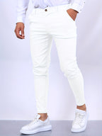 Stefan | Men's Slim Fit Chinos in Blue, Stretch Business Trousers | Everlasting Boutique | Pure Black