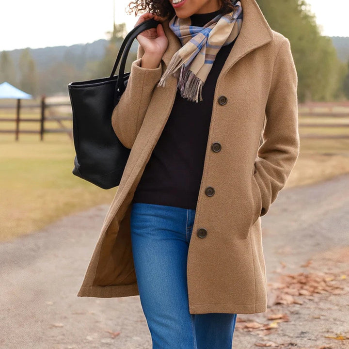 Susan | Women's Classic Button-Front Winter Coat, Tailored Autumn Coat | Everlasting Boutique