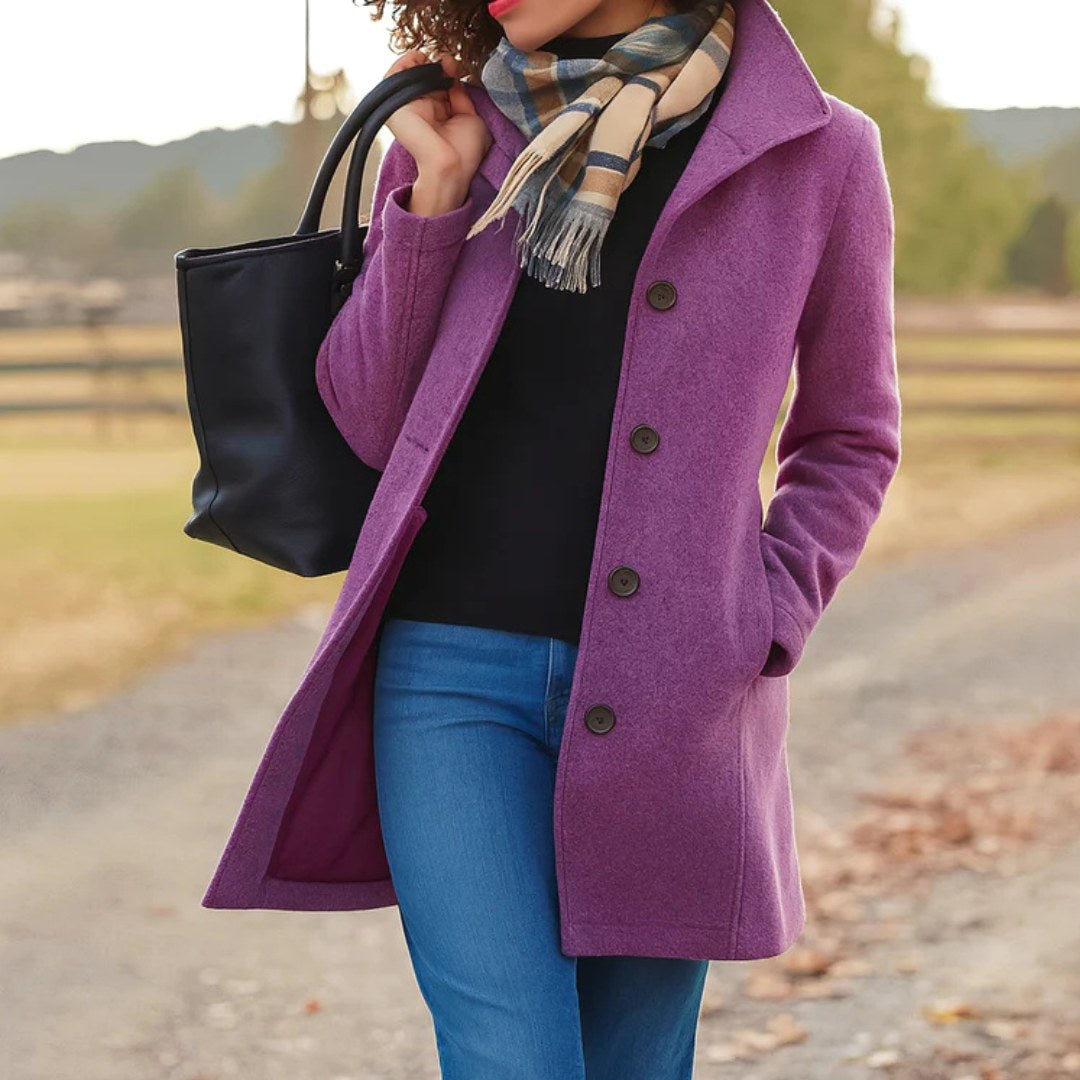 Susan | Women's Classic Button-Front Winter Coat, Tailored Autumn Coat | Everlasting Boutique