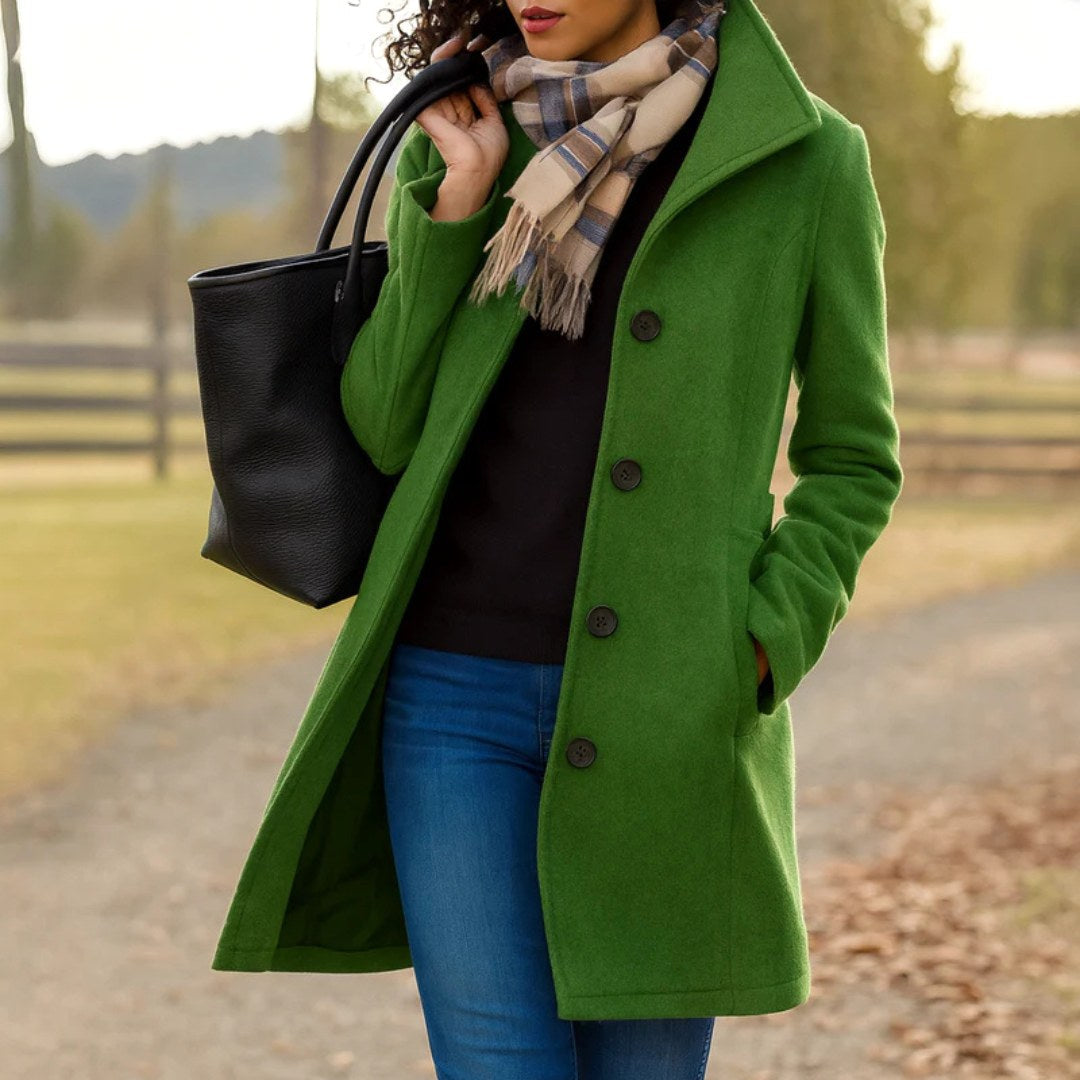 Susan | Women's Classic Button-Front Winter Coat, Tailored Autumn Coat | Everlasting Boutique
