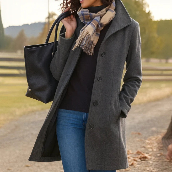 Susan | Women's Classic Button-Front Winter Coat, Tailored Autumn Coat | Everlasting Boutique