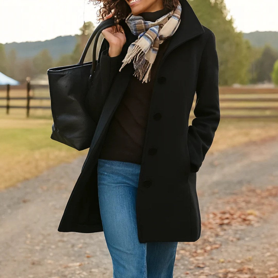 Susan | Women's Classic Button-Front Winter Coat, Tailored Autumn Coat | Everlasting Boutique