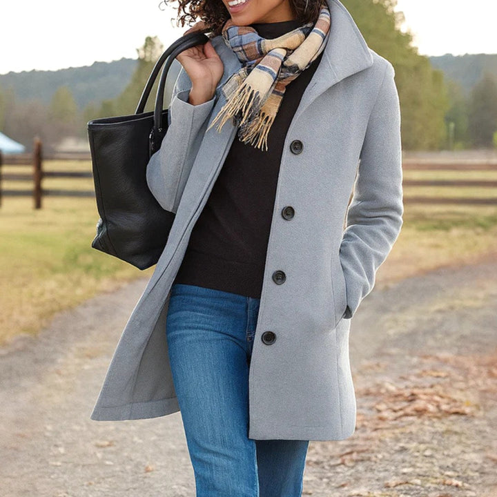 Susan | Women's Classic Button-Front Winter Coat, Tailored Autumn Coat | Everlasting Boutique