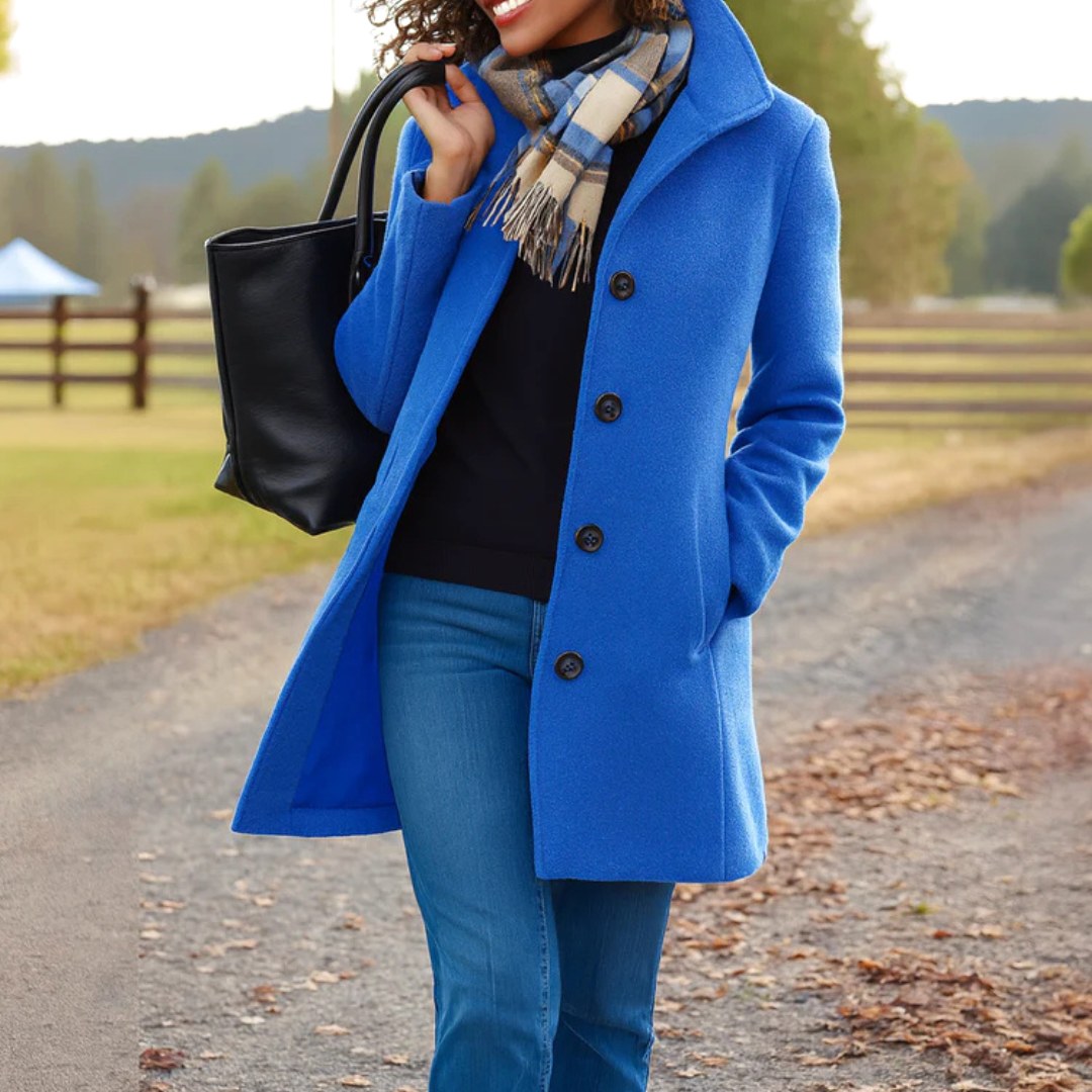 Susan | Women's Classic Button-Front Winter Coat, Tailored Autumn Coat | Everlasting Boutique