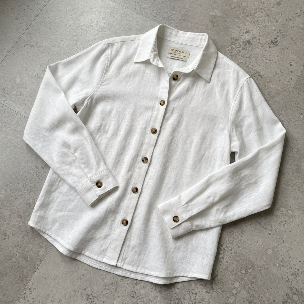 Suzanne | Women's Linen Blend Blouse with Classic Collar, Relaxed Fit Shirt | Everlasting Boutique