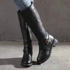 Sylvia | Women's Orthopedic Leather Knee-High Boots, Autumn Walking Boots | Everlasting Boutique | DarkBrown