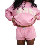 Thea | Women's Mock Neck Knit Sweatshirt, Varsity Letter Jumper | Everlasting Boutique