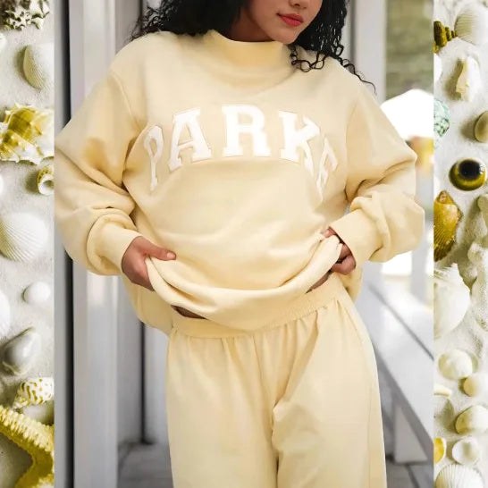Thea | Women's Mock Neck Knit Sweatshirt, Varsity Letter Jumper | Everlasting Boutique