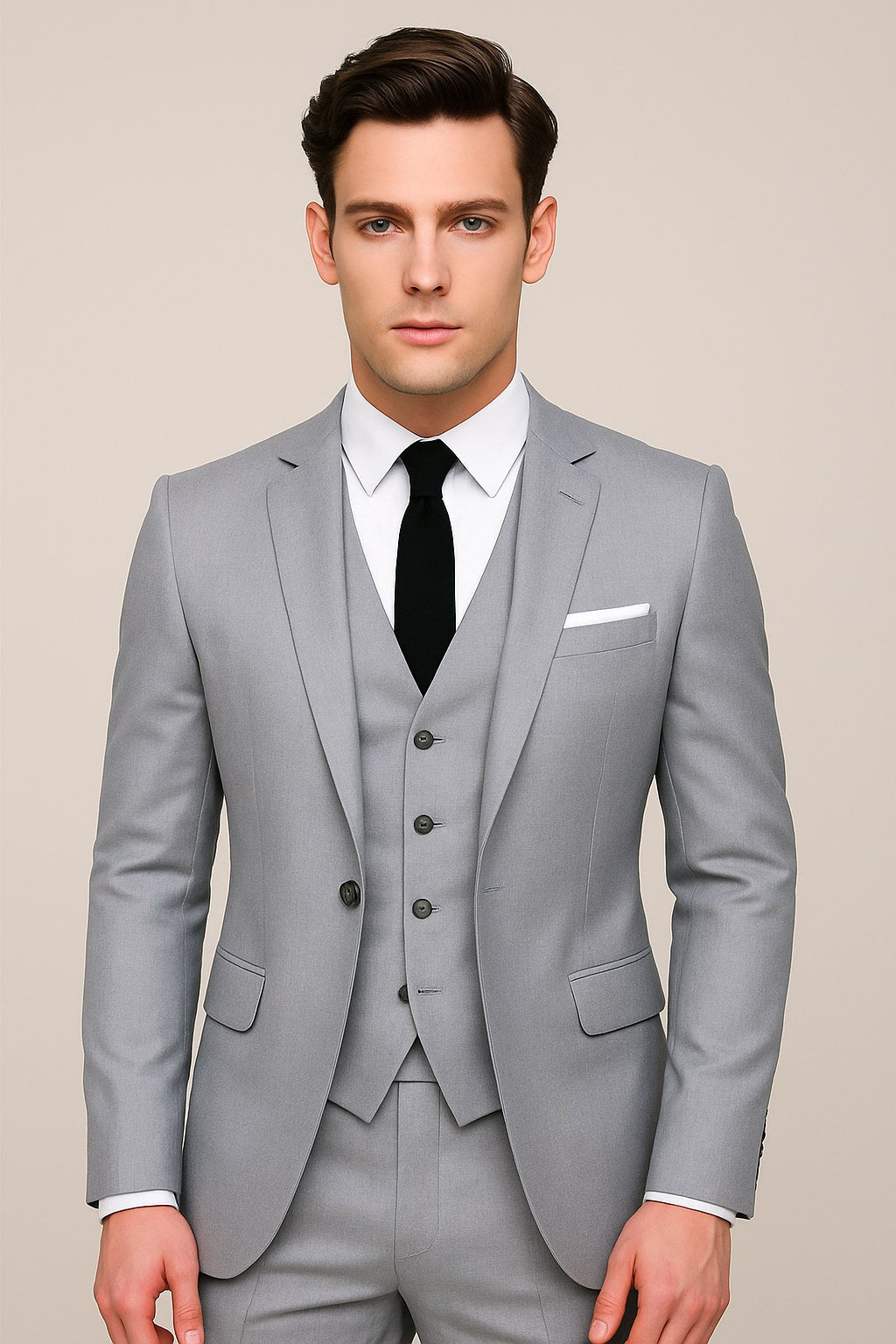 Theo | Men's Three-Piece Formal Suit, Jacket Waistcoat Trouser Suit | Everlasting Boutique | Black