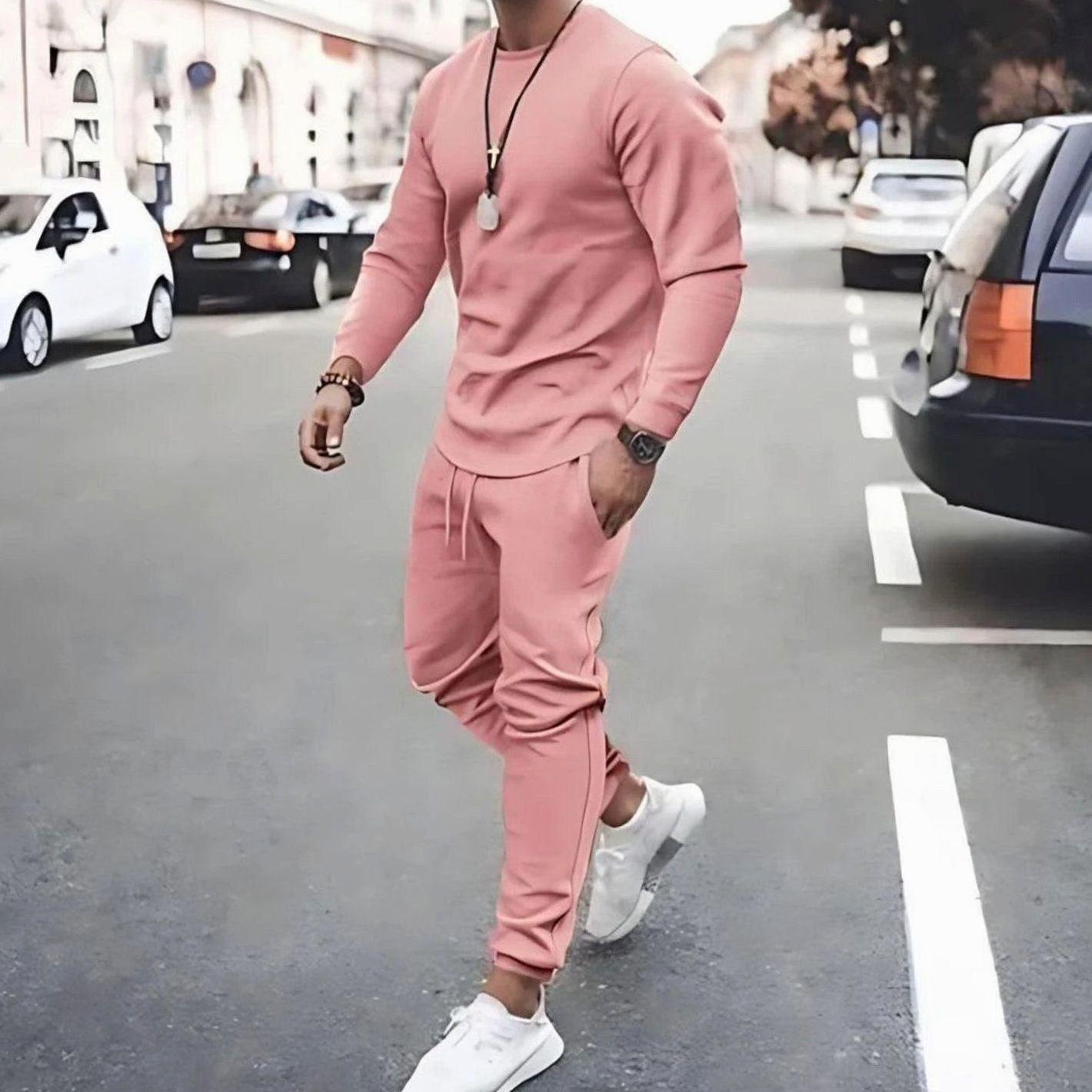 Theodor | Men's Long-Sleeve Tracksuit, Two-Piece Jogger Set | Everlasting Boutique | Green
