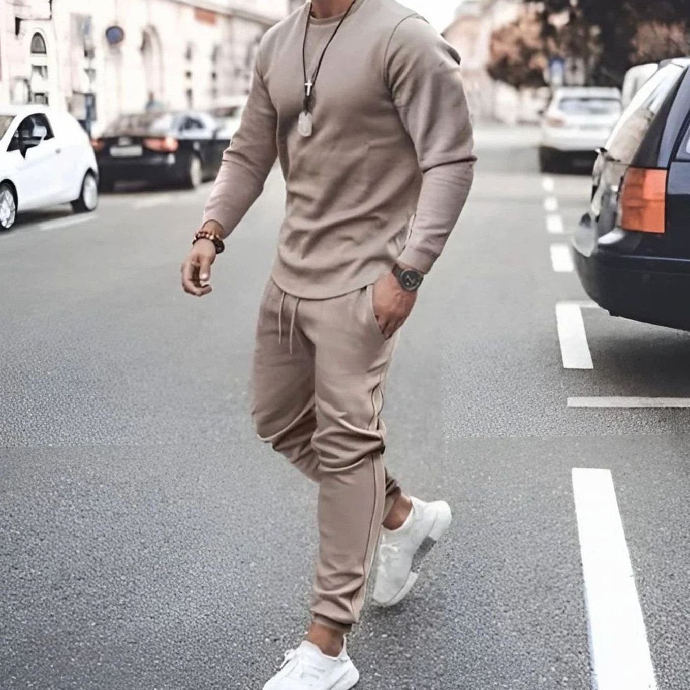 Theodor | Men's Long-Sleeve Tracksuit, Two-Piece Jogger Set | Everlasting Boutique | Green