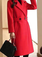 Theresa | Women's Longline Belted Coat with Notch Lapel, Tailored Autumn Coat | Everlasting Boutique | Camel