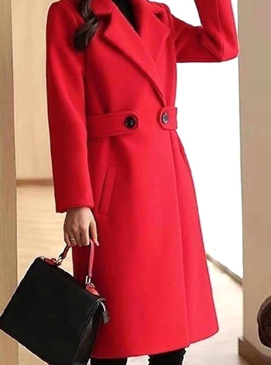 Theresa | Women's Longline Belted Coat with Notch Lapel, Tailored Autumn Coat | Everlasting Boutique | Camel