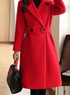 Theresa | Women's Longline Belted Coat with Notch Lapel, Tailored Autumn Coat | Everlasting Boutique | Camel