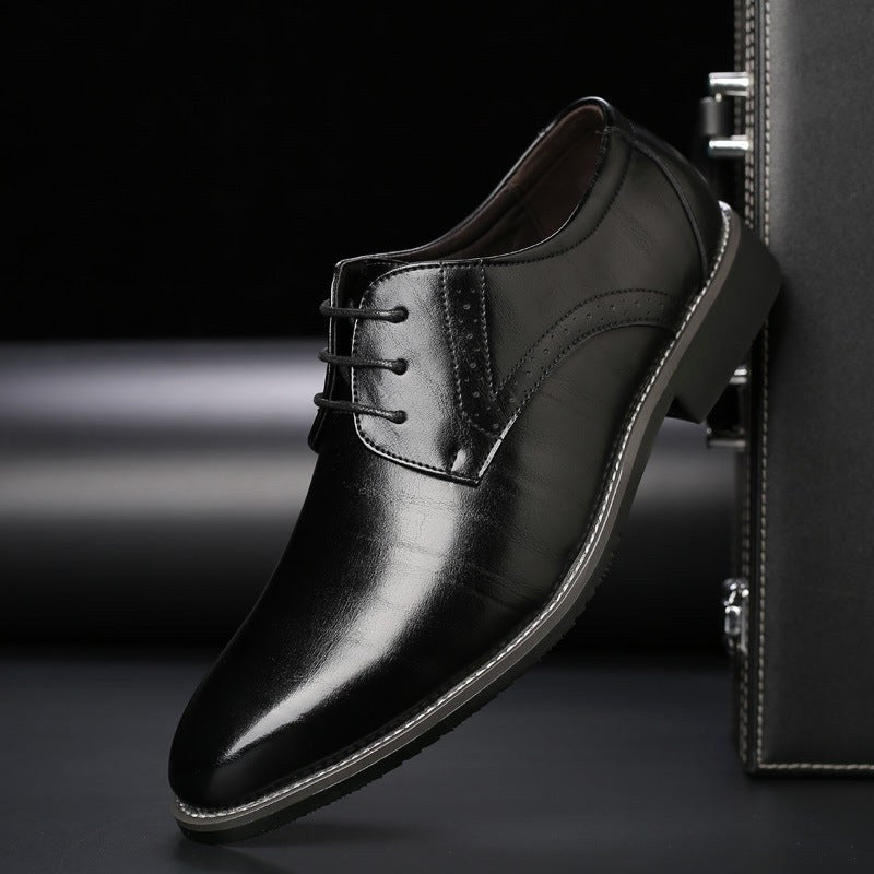 Thomas | Men's Lace-Up Shoes with Brogue Details, Elegant Business Shoes | Everlasting Boutique | Black