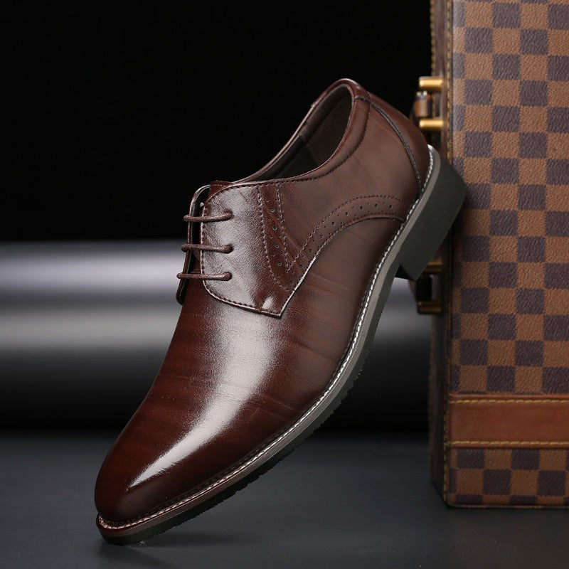 Thomas | Men's Lace-Up Shoes with Brogue Details, Elegant Business Shoes | Everlasting Boutique | Black