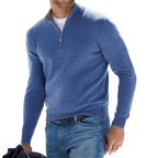 Toby | Men's Quarter-Zip Knit Jumper, Stand Collar Sweater | Everlasting Boutique | Blue