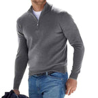 Toby | Men's Quarter-Zip Knit Jumper, Stand Collar Sweater | Everlasting Boutique | Gray