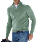 Toby | Men's Quarter-Zip Knit Jumper, Stand Collar Sweater | Everlasting Boutique | Green