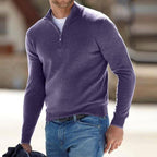 Toby | Men's Quarter-Zip Knit Jumper, Stand Collar Sweater | Everlasting Boutique | Purple