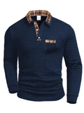 Torsten | Men's Polo Shirt with Check Pattern, Classic Check Polo Shirt | Everlasting Boutique | Dark Blue
