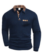 Torsten | Men's Polo Shirt with Check Pattern, Classic Check Polo Shirt | Everlasting Boutique | Dark Blue