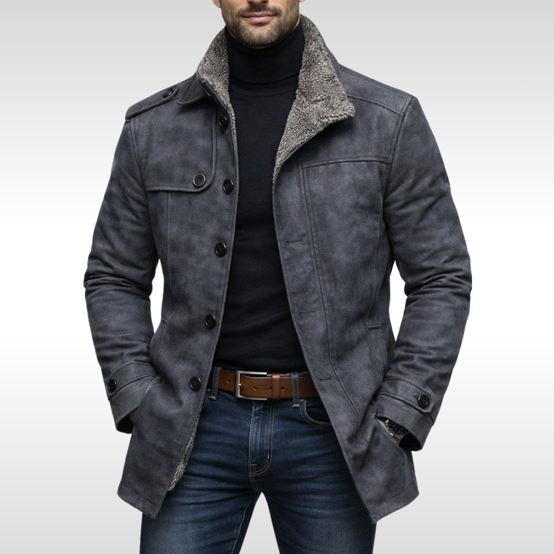 Tyler | Men's Fleece-Lined Coat, Warm Autumn Coat | Everlasting Boutique | Grey