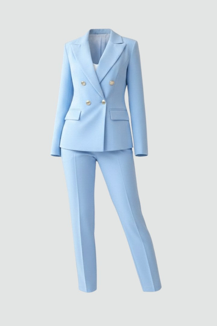 Valerie | Women's Tailored Blazer Suit, High-Waisted Trouser Suit | Everlasting Boutique | Light Blue