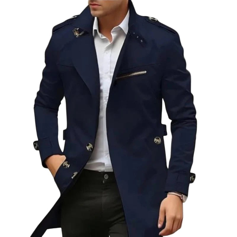 Vincent | Men's Collared Transitional Jacket, Zip and Button Closure Coat | Everlasting Boutique