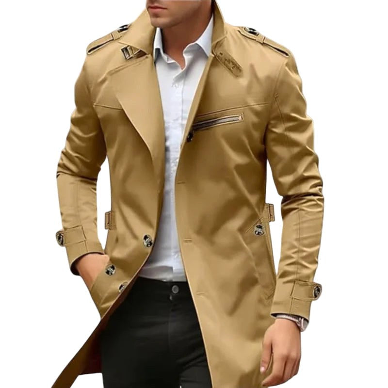 Vincent | Men's Collared Transitional Jacket, Zip and Button Closure Coat | Everlasting Boutique