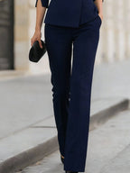Violet | Women's Asymmetric Cut-Out Top and Wide-Leg Trousers, Two-Piece Set | Everlasting Boutique