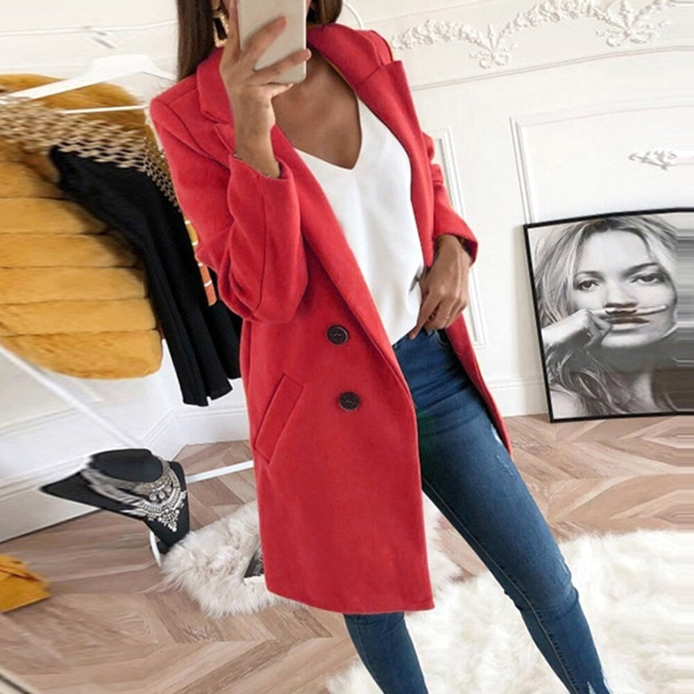 Violet | Women's Long Button-Front Coat, Elegant Tailored Coat | Everlasting Boutique