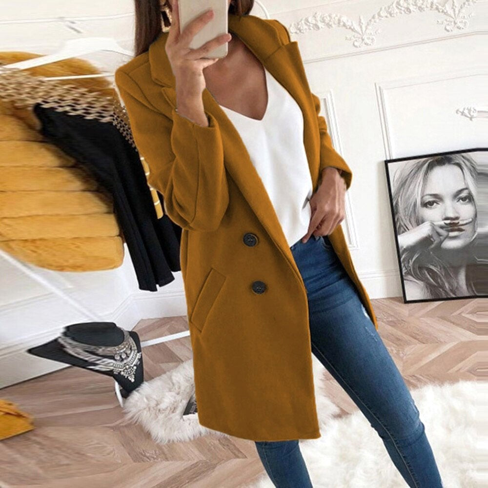 Violet | Women's Long Button-Front Coat, Elegant Tailored Coat | Everlasting Boutique