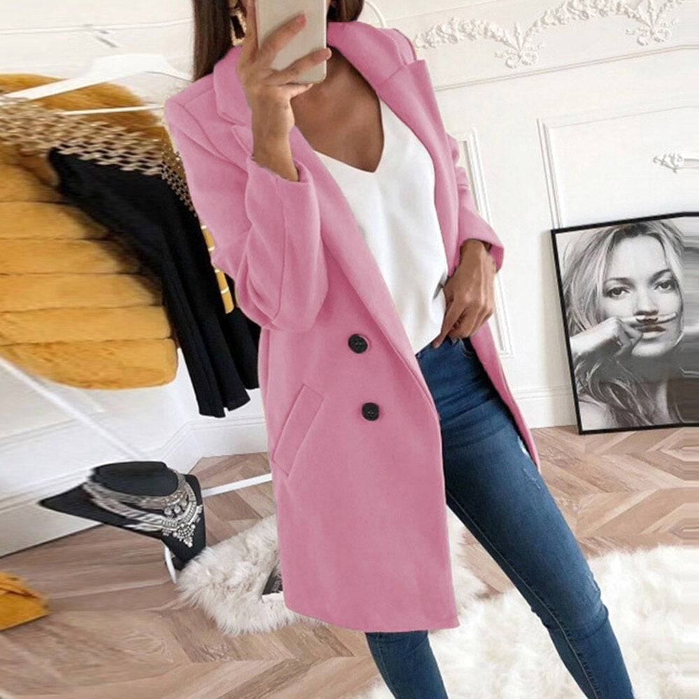 Violet | Women's Long Button-Front Coat, Elegant Tailored Coat | Everlasting Boutique