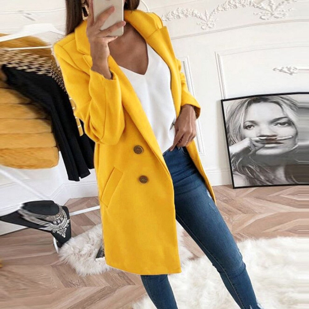 Violet | Women's Long Button-Front Coat, Elegant Tailored Coat | Everlasting Boutique