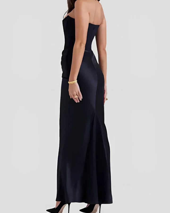Viviane | Women's Strapless Draped Maxi Dress, Corset-Bodice Evening Dress | Everlasting Boutique | White