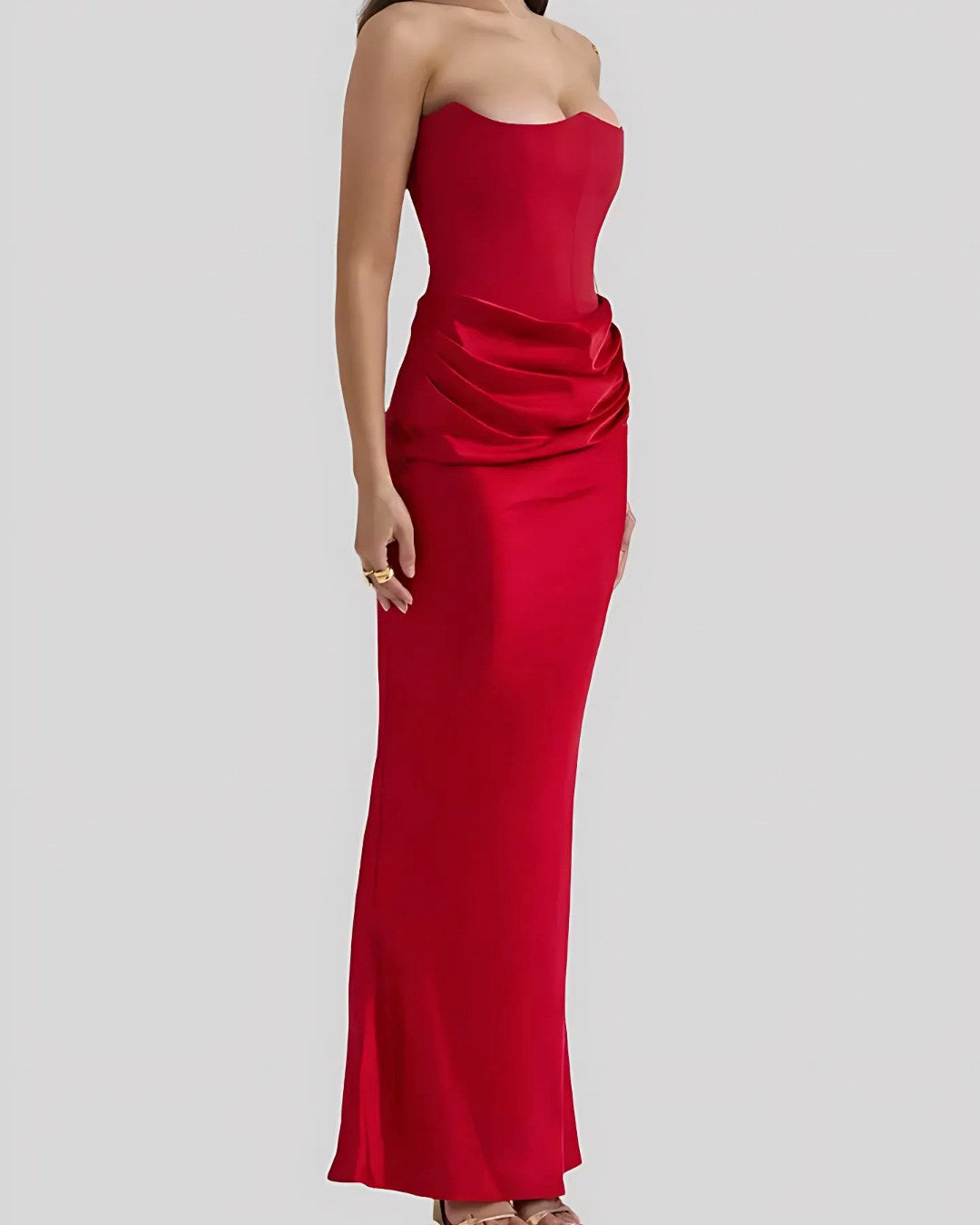 Viviane | Women's Strapless Draped Maxi Dress, Corset-Bodice Evening Dress | Everlasting Boutique