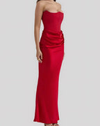 Viviane | Women's Strapless Draped Maxi Dress, Corset-Bodice Evening Dress | Everlasting Boutique