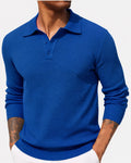 Volker | Men's Jumper with Polo Collar, Elegant Knit Jumper | Everlasting Boutique | Blue