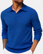 Volker | Men's Jumper with Polo Collar, Elegant Knit Jumper | Everlasting Boutique | Blue
