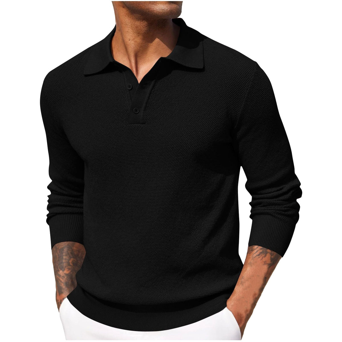 Volker | Men's Jumper with Polo Collar, Elegant Knit Jumper | Everlasting Boutique | Blue