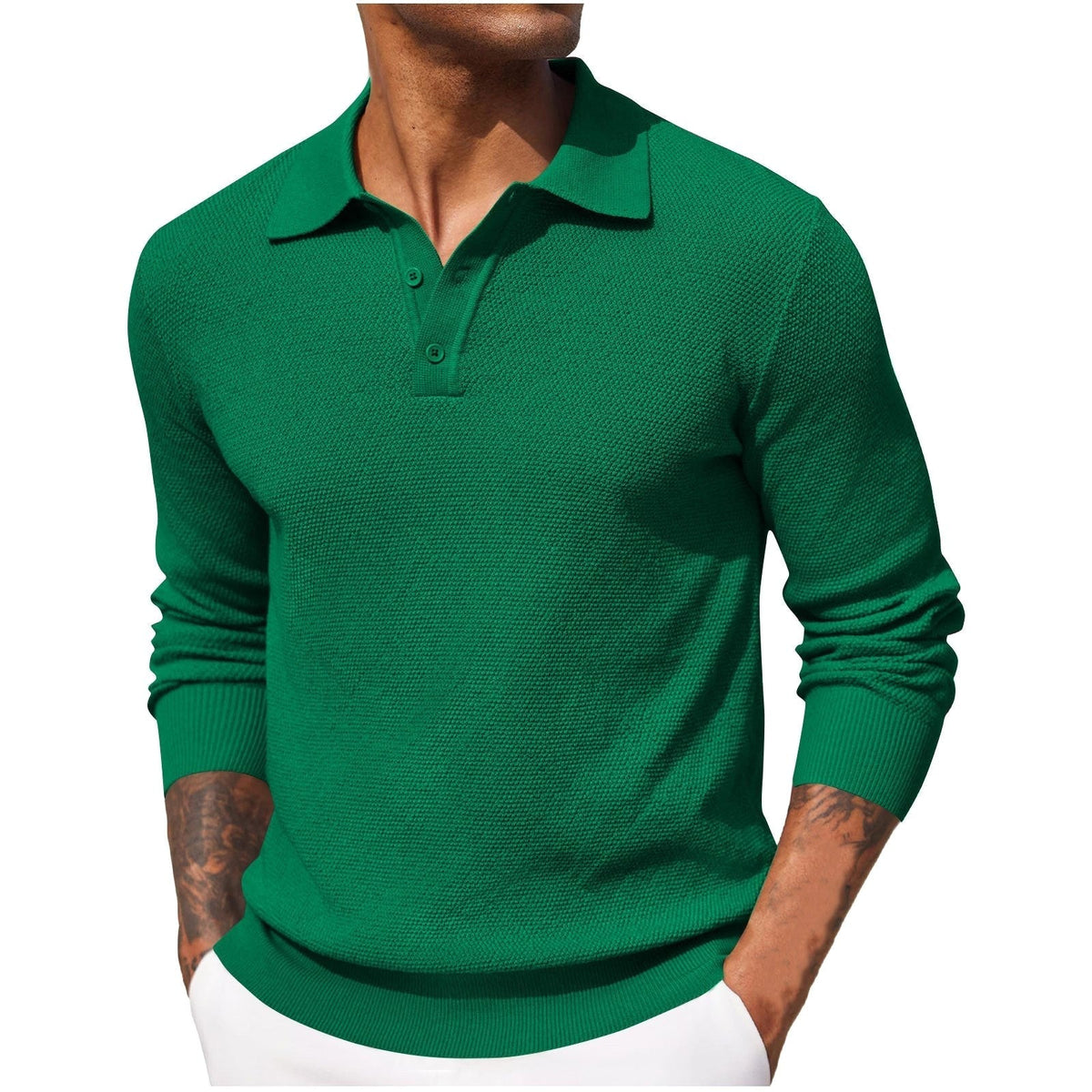 Volker | Men's Jumper with Polo Collar, Elegant Knit Jumper | Everlasting Boutique | Blue