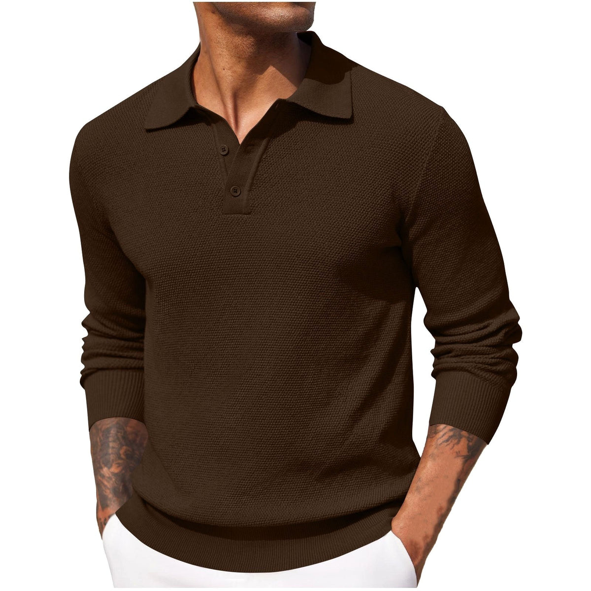 Volker | Men's Jumper with Polo Collar, Elegant Knit Jumper | Everlasting Boutique | Blue