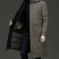 Wilhelm | Men's Coat with Hood and Quilted Lining, Long Winter Coat for Men | Everlasting Boutique | Grey