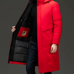 Wilhelm | Men's Coat with Hood and Quilted Lining, Long Winter Coat for Men | Everlasting Boutique | Grey